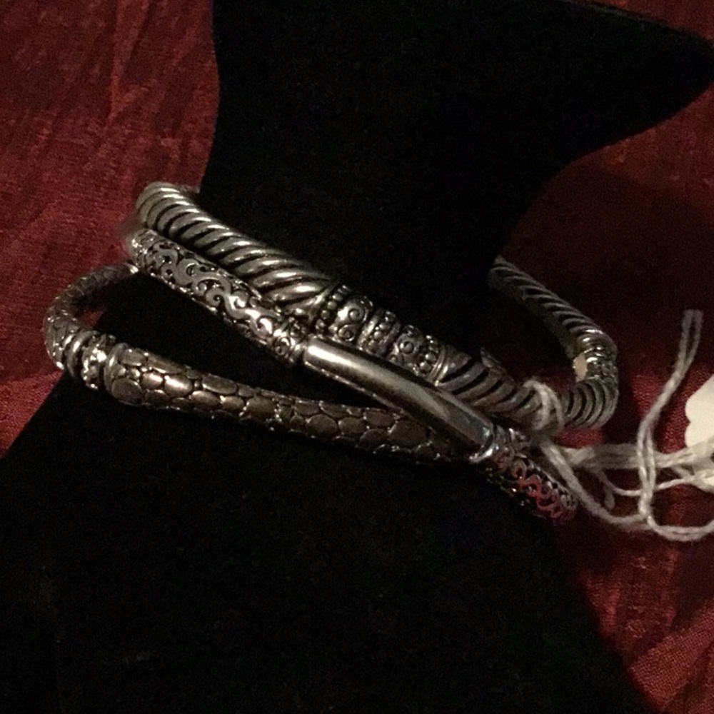 3 Silver plated Bracelets for $12.00.